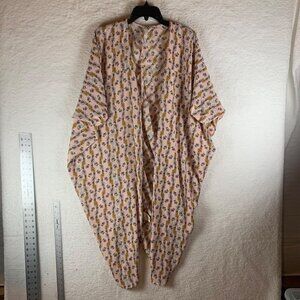 Melissa McCarthy Seven7 Women's Pink Floral Kimono Duster Cardigan Size M 9169